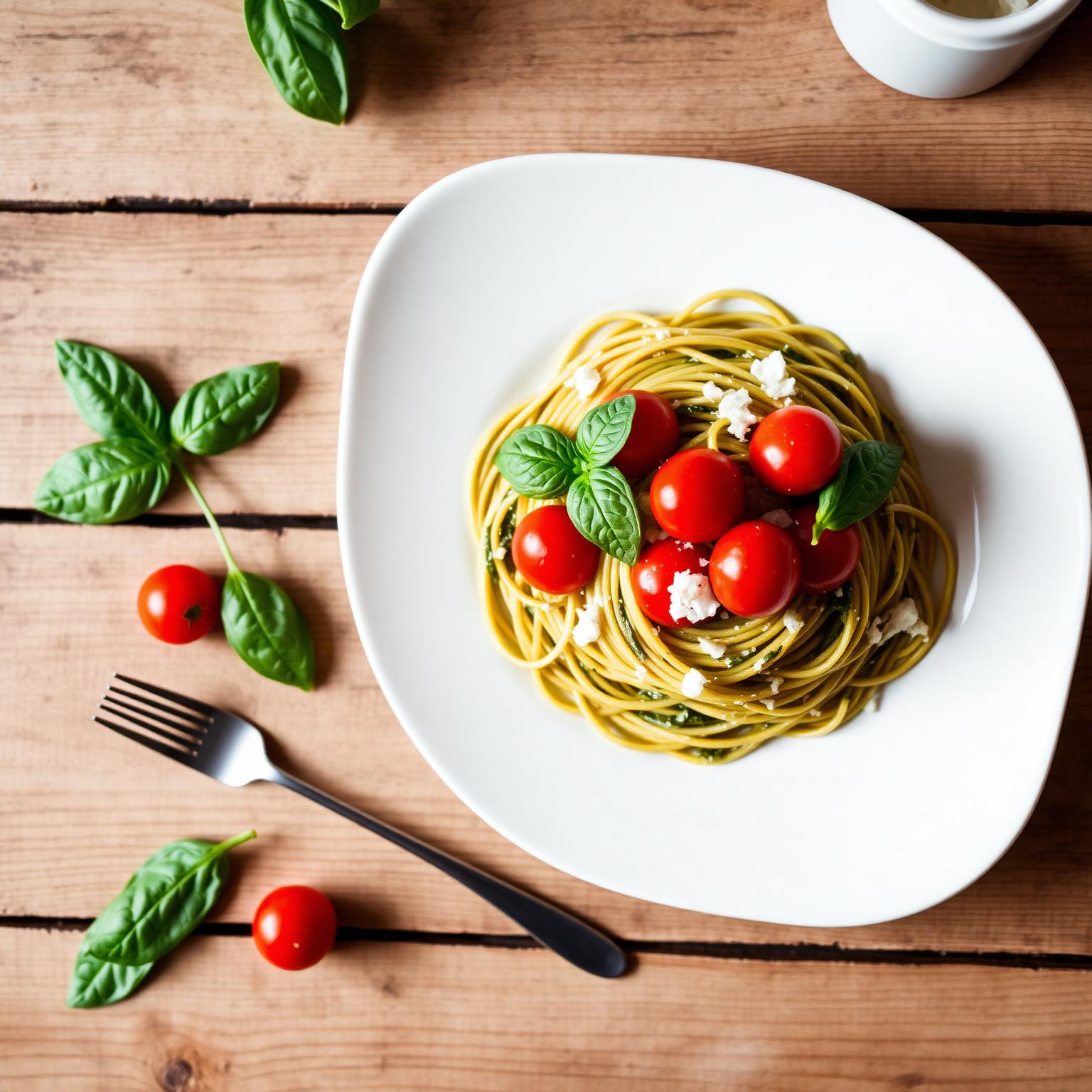 Fresh pesto spaghetti
